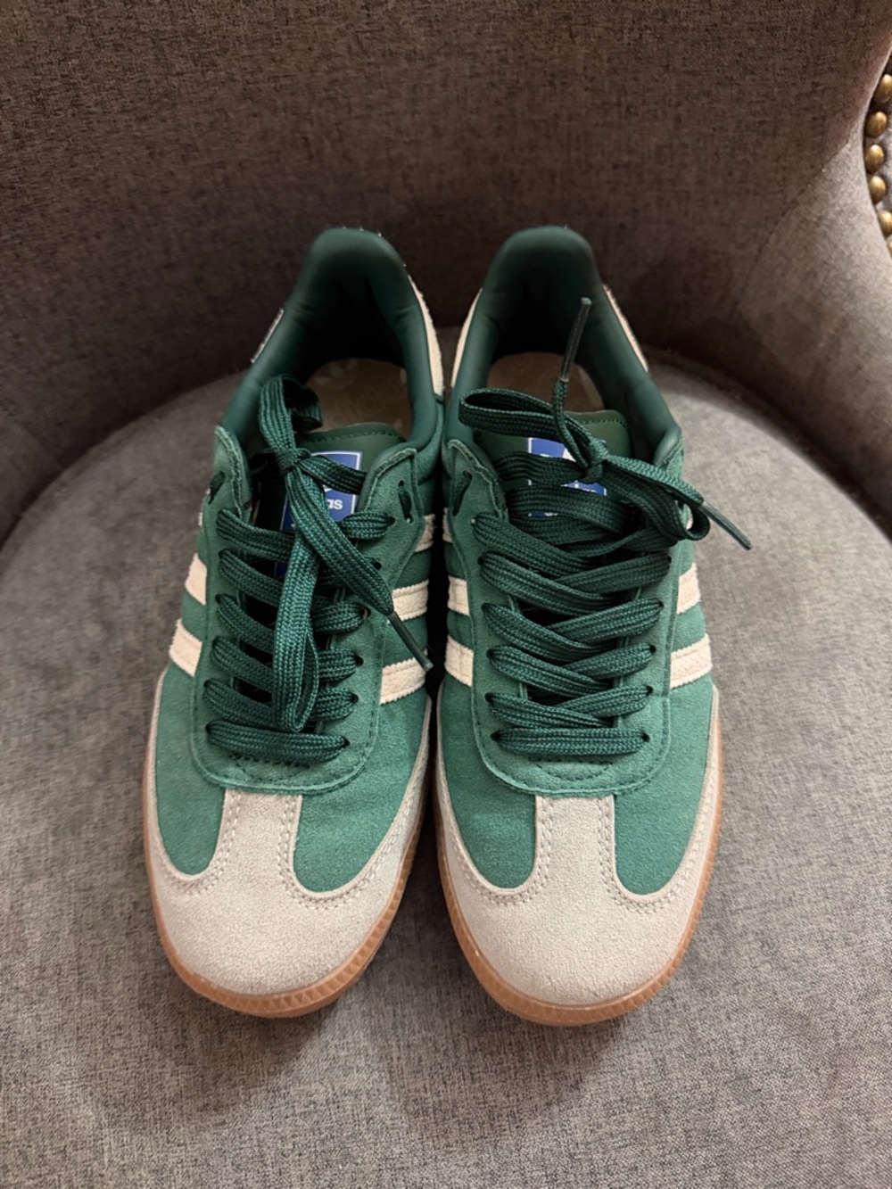 adidas samba Green Suede Sneakers with Cream Stripes new